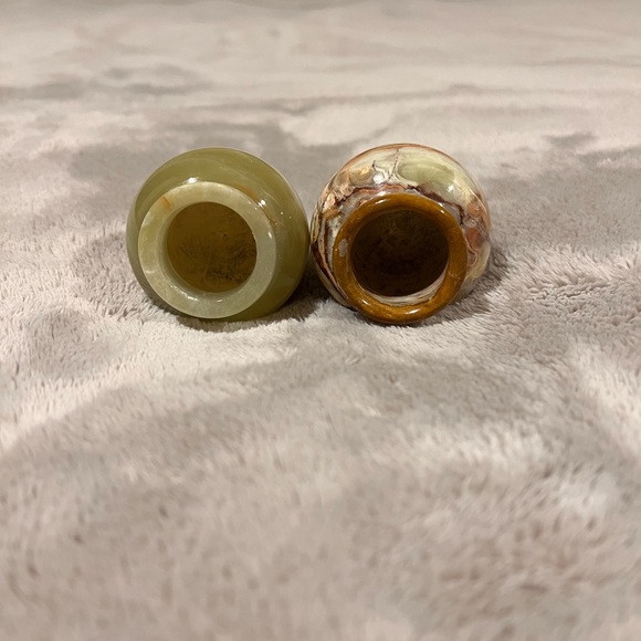 Two Small Natural Stone Round Vases - Picture 3 of 4